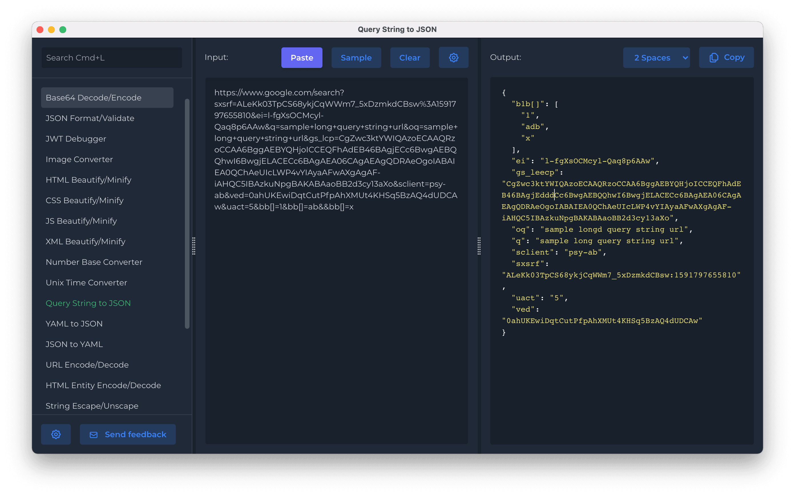Query String to JSON