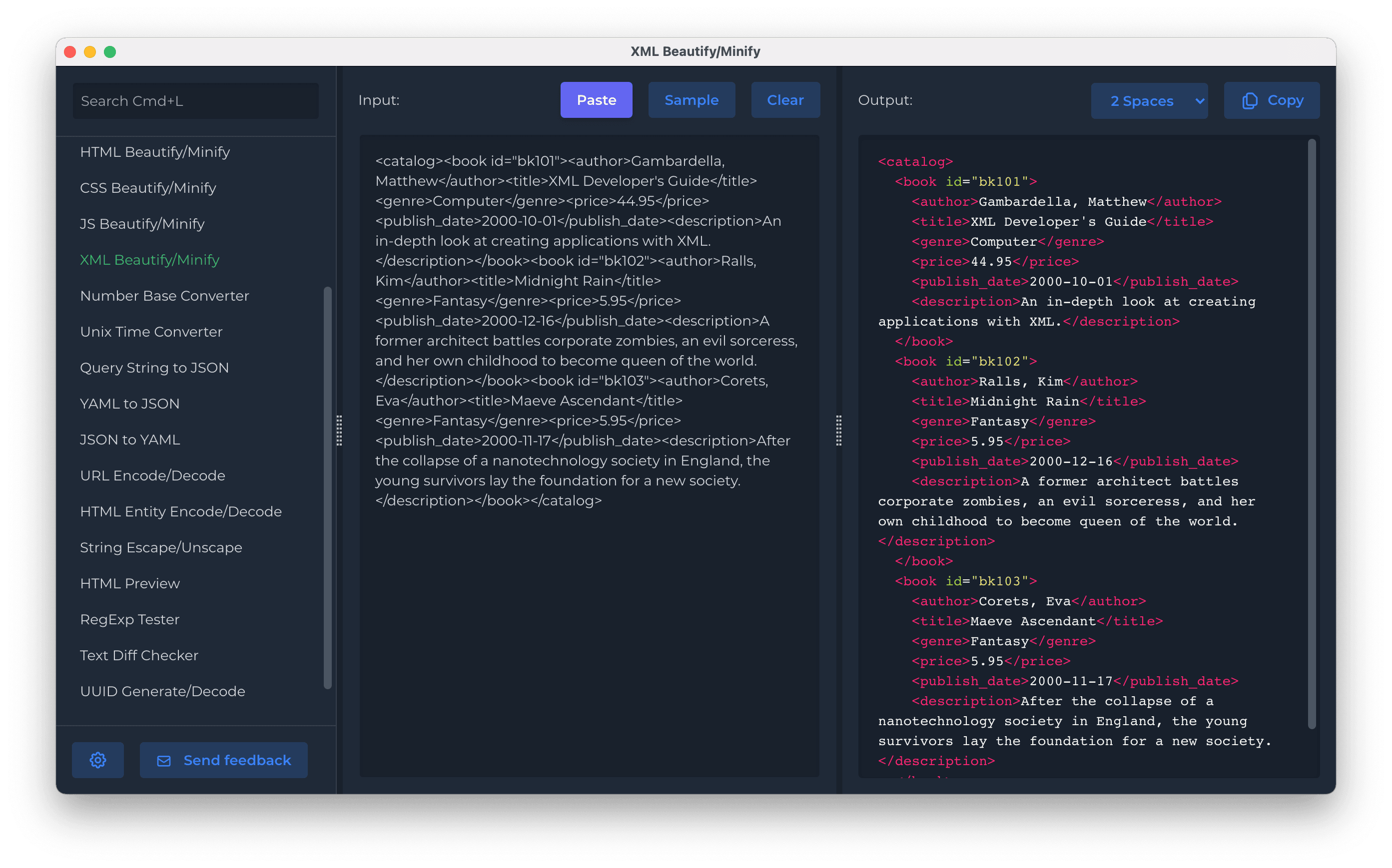 XML Beautify/Minify